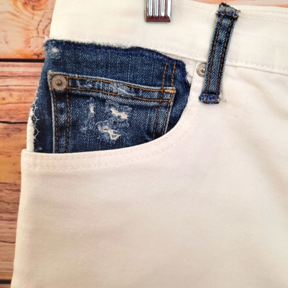 Upcycled Handmade Gloria Vanderbilt white AND blue Denim Skirt! - Picture 3 of 11